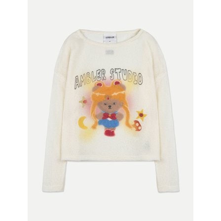 엠블러 Sailor Bear Sweater See-through Knitwear AKN603 (Ivory)
