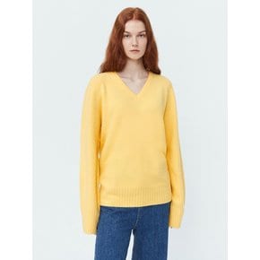 Whole Garment V-neck Wool Knit (Yellow)