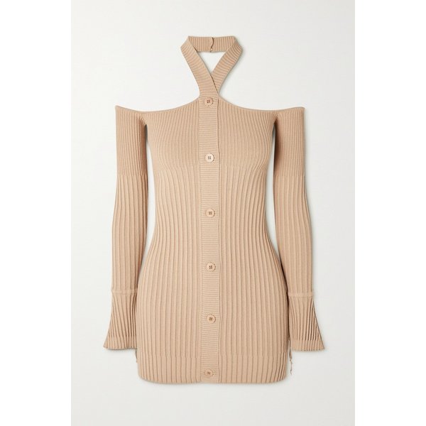 안드레아다모 Cutout Ribbed-knit Top 카멜 20346390236324358