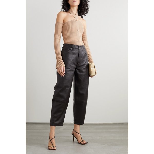 안드레아다모 Cutout Ribbed-knit Top 카멜 20346390236324358