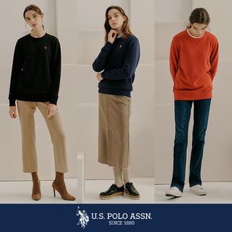 유에스폴로 [U.S. POLO ASSN.] 화이트라벨 코튼 블랜디드 밍크보아 맨투맨 여성