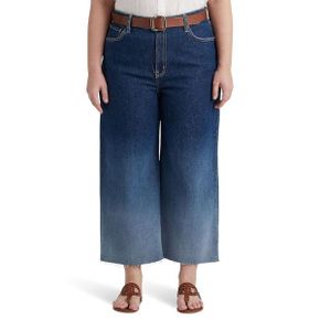 5177519 Lauren Ralph Plus Size Ombre High-Rise Wide-Leg Cropped Jeans in Ombre Canyon Wash