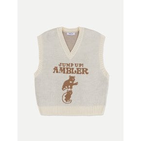 Jump up, super star! Sweatshirt Knit Vest AKN502 (Ivory)