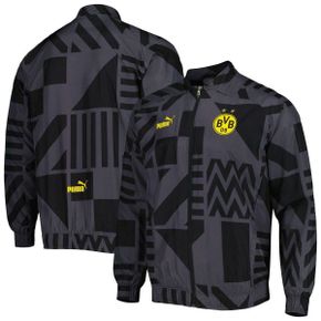 4645509 PUMA Mens Puma Black Borussia Dortmund Pre-Match Raglan Full-Zip Training Jacket