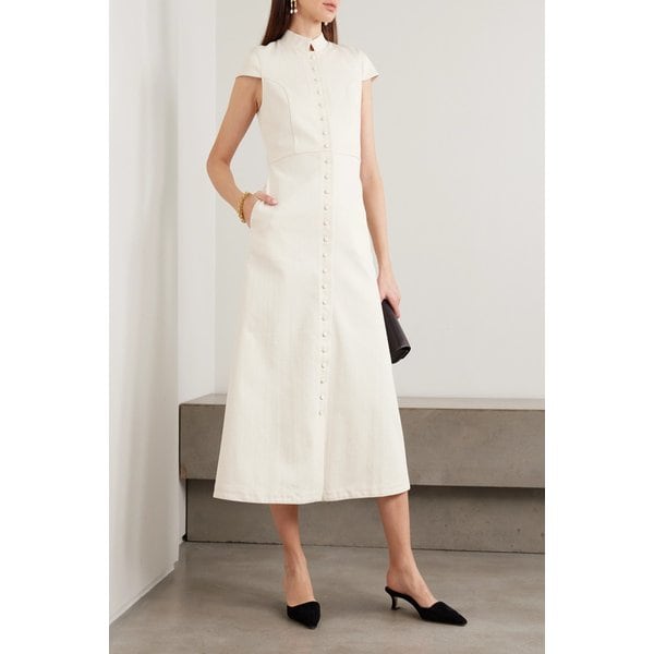 데스트리 아마오코 데님 미디 드레스 에크루 46376663162974700