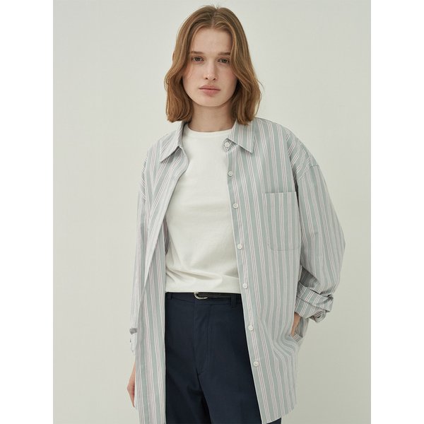 베이직 박스셔츠-Stripe Tone Gray