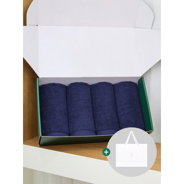 1퍼센테이지 블루빈 200g 40수 코마사 타올 4P 선물세트