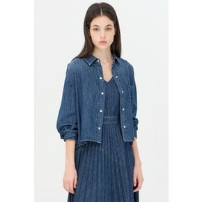 포켓 자수 크롭 데님 블라우스 SAWS07441