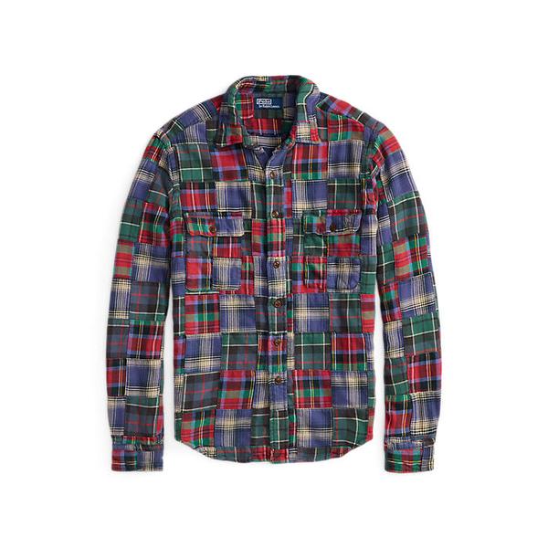 남성 클래식핏 스웨이드 패치 플래드 워크셔츠(MNPOWOV16824542999)