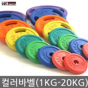 경량 (고무코팅)컬러바벨 1kg~20kg