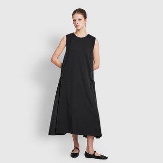 JAJU 여 우븐 배색 민소매 원피스 J136201077099