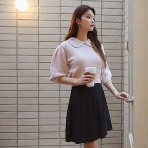 [23 F/W] 잇미샤 둥근 카라 크롭 니트 탑 ITN9ZPO640