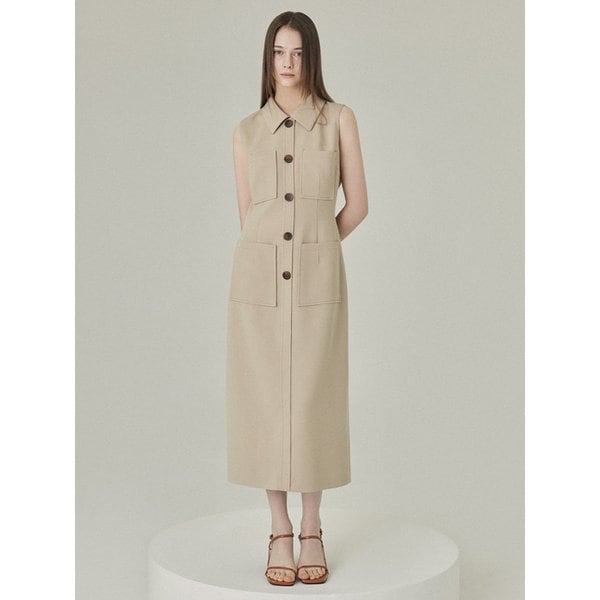 Urban Pocket Long Dress (Beige)