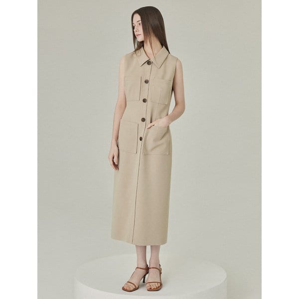 Urban Pocket Long Dress (Beige)