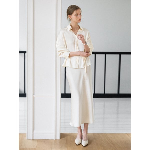 (세트) 샤틴 스트링 블라우스 & 머메이드 스커트 셋업 세트_2color