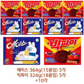 해태 에이스(364g) 5각 + 빅파이(324g) 5각=10각(박스안심포장) 과자선물