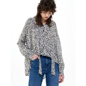 CHIFFON BLOUSE TIE NECK LEOPARD_IVORY BLACK