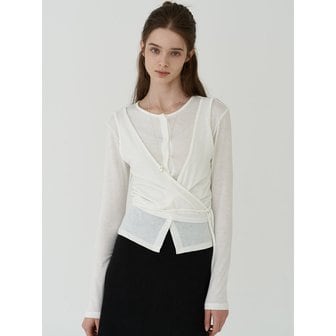 프리시 WRAP BUTTON TOP CARDIGAN_ IVORY