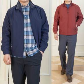 중년 남성 간절기 솔리드 고급 집업 바람막이 점퍼 네이비와인블루그린/95~130빅사이즈/기획/재진행 중년