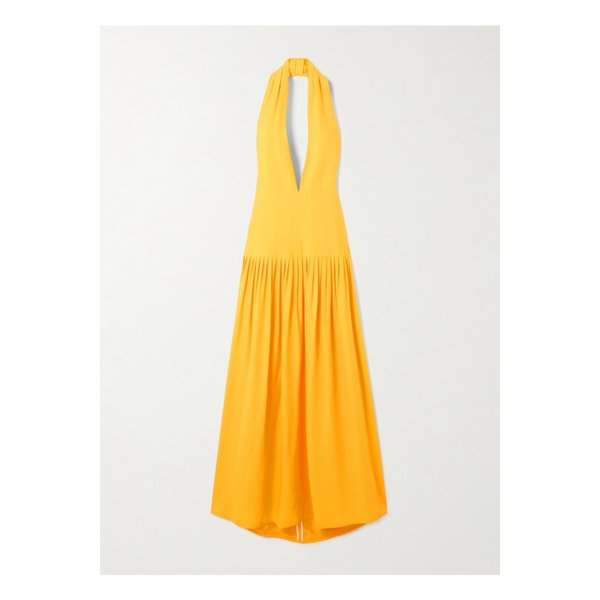 프로엔자슐러 탈라 플리츠 조젯 홀터넥 맥시 드레스 옐로 46376663162891457