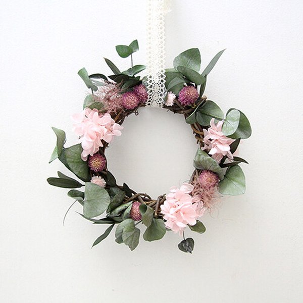 천일홍과 핑크수국 리스