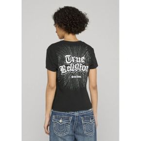 True Religion 트루 종교 크리스탈 로고 V넥 티 - 프린트 티셔츠 제트 블랙 8067985