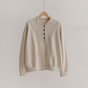 유소 버튼 반오픈 맨투맨 티_P416935941