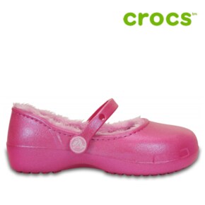 크록스 아동 샌들 /H12- 203512-6U9 Kids Crocs Karin Fuzz-Lined Clog Party Pink