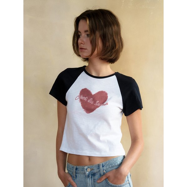 HEART RAGLAN T-SHIRT [NAVY] / 2COLOR