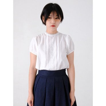 미도리버터 Balloon Pintuck Blouse_Ivory