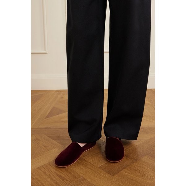 폰티 벨벳 플랫 슈즈 버건디 46376663163001918