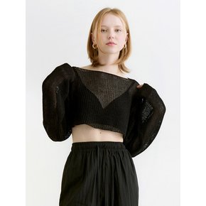 Mona layered crop knit bolero - black