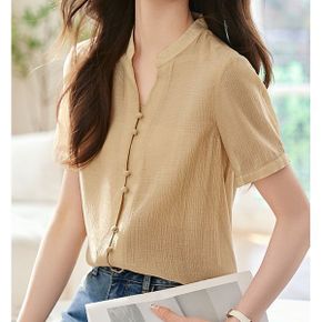 큐티 빈버튼 차이나넥 블라우스 667235_P425131563