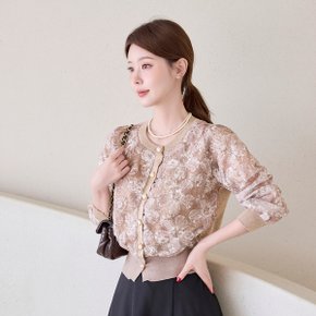 플라워 스팽글 레이스 니트 가디건_M2608CD043C