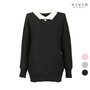 VIVID 러블리셔츠카라 진주브롯치니트_P314189330
