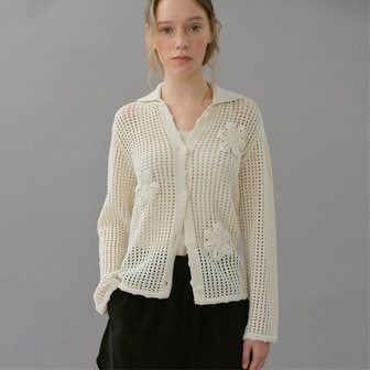 blank03 [블랭크03] cotton crochet knit jacket (ecru)