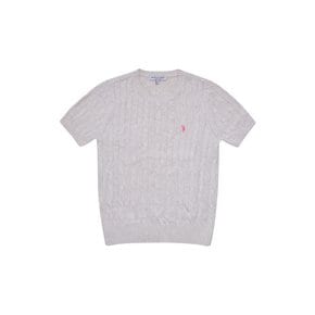 [U.S. POLO ASSN.] 24SS 오트밀 린넨 블렌디드 라운드 니트 여성