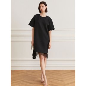 YY_Fringed loose-fit dress_BLACK