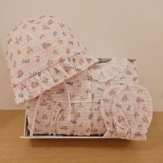 [25S/S출산선물]PH)쁘띠블라워반팔우주복&오픈형보넷&손싸개세트(35370-041-15*010-02*008-02)