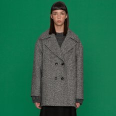 Elin Herringbone half coat_Navy