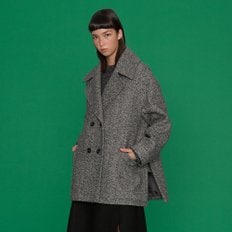 Elin Herringbone half coat_Navy