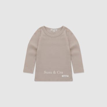 슈슈앤크라 mini 라이렌 골지 티셔츠 ㅡ 핑크베이지