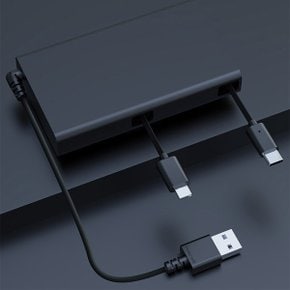 CYBERWING 차량용 USB Type-C 8핀 듀얼 릴타입 케이블 클립형 충전 도킹스테이션 2A 80cm