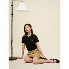 [빈폴솔솔니트][Essential] 코튼 케이블 T칼라 반소매 풀오버  블랙 (BF5251E025)