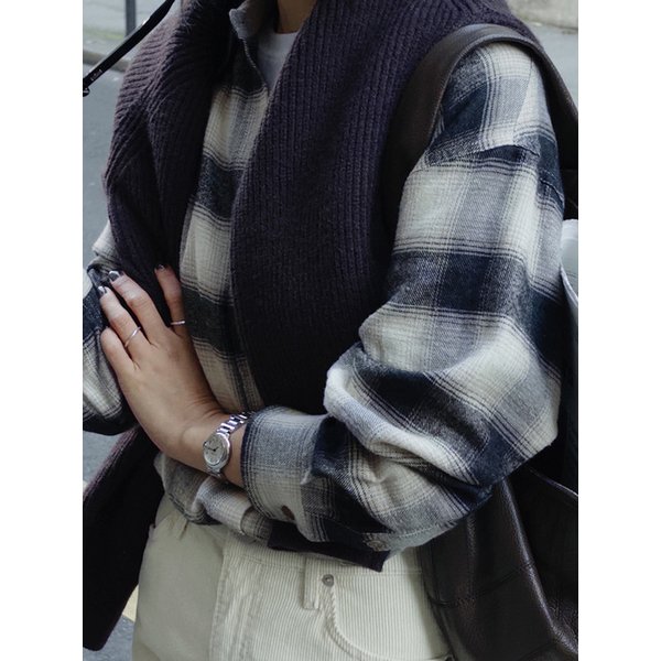 브루니 체크 프란넬셔츠_VINTAGE BLACK