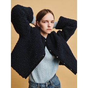 FAUX FUR HALF JK (NAVY)