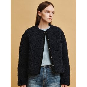 FAUX FUR HALF JK (NAVY)