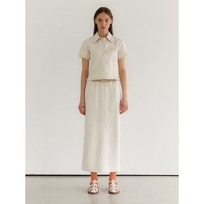 Lining long sweat skirt_Ivory