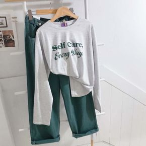 / fw (5color) 박시핏 셀프케어 레터링 긴팔 티셔츠