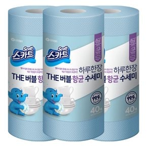 스카트 하루한장 THE 버블 항균 수세미 스카이블루 40매 X 3개